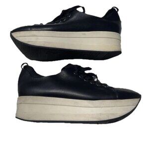 J Slides Womens Size 10 West Beige Black Leather Platform Lace-up Sneaker Y2K